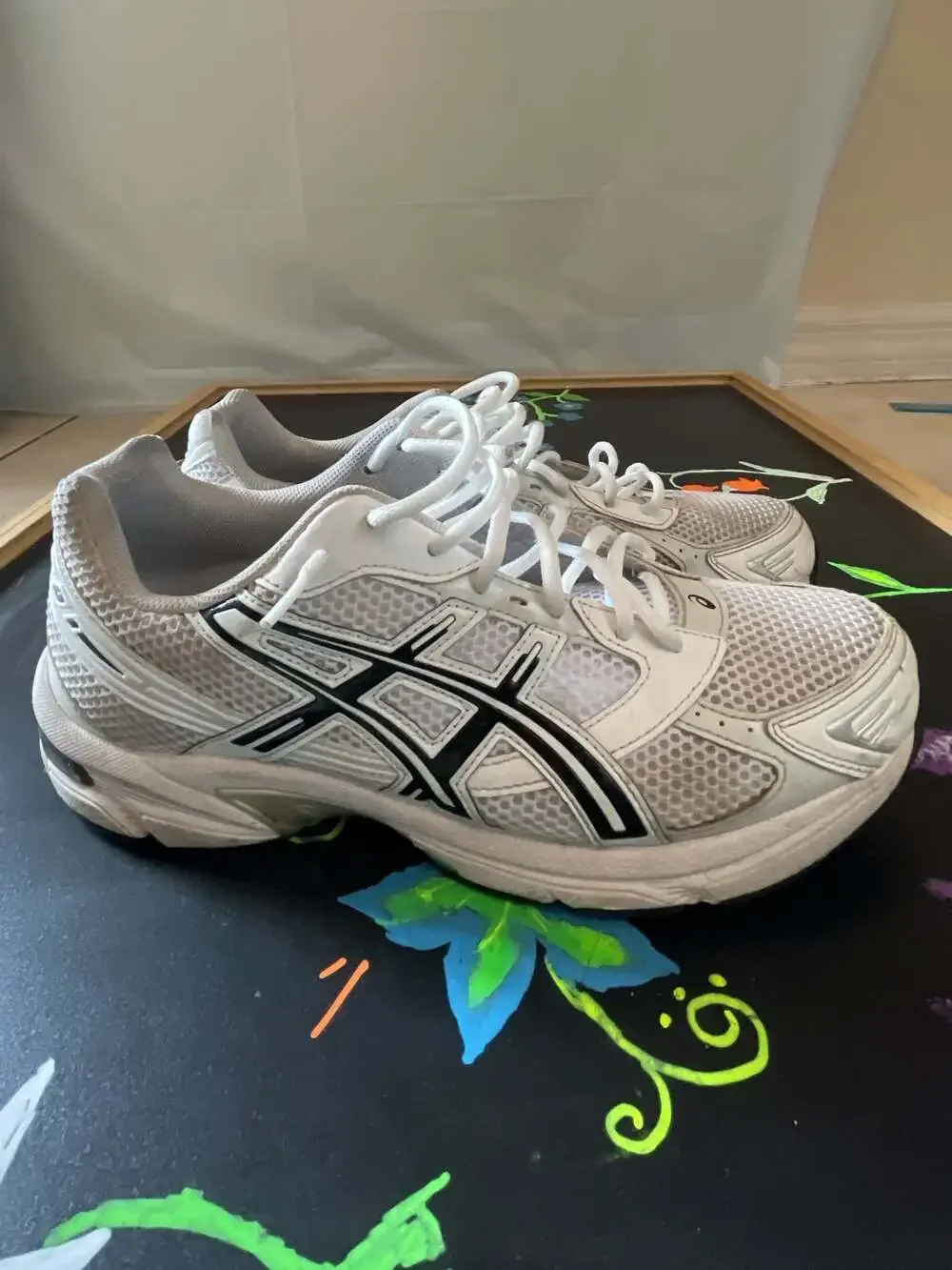 ASICS GEL-1130 White and Black Running Sneakers